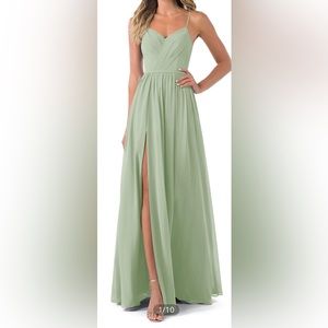 Azazie Cora Style Dusty Sage Gown/Dress. Worn Once and Dry Cleaned. Size A8. $80